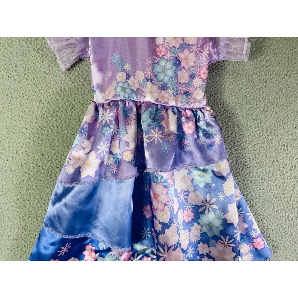 Disney‎ Encanto Costume Dress Floral Print Purple Blue Girl's Size 4-6X